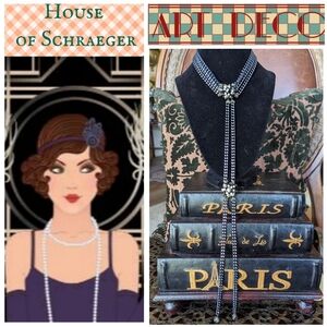 1930s💥SIGNED💥💯SCHRAEGER SAUTOIR HEMATITE NECKLACE